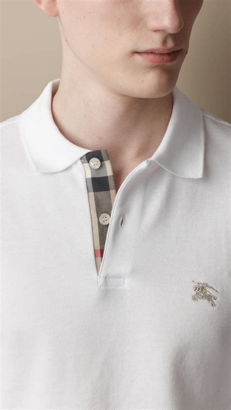 burberry brit men's white polo|Burberry polo shirt men.